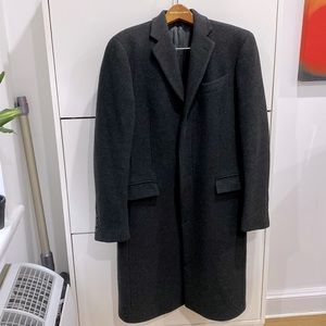 POLO RALPH LAUREN (CORNELIANI) MEN’S VIRGIN WOOL CHARCOAL GREY OVERCOAT SIZE 38R